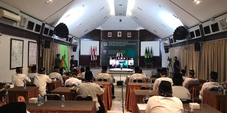 Suasana Muswil LDII DKI Jakarta, yang dilaksanakan di aula Kantor DPP LDII, Jakarta Selatan pada 15 November 2020. (Foto: Rouf/LINES)