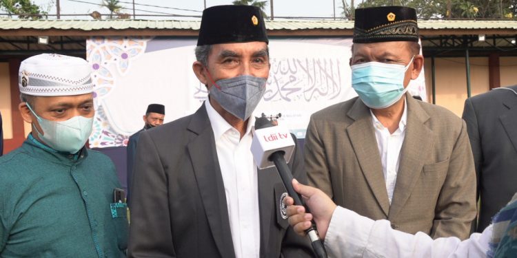Ketua DPD LDII Kota Administrasi Jakarta Selatan Nur Rohmat mengapresiasi Yayasan Pangudi Luhur yang telah memfasilitasi warga LDII untuk melaksanakan Salat Ied. (Foto: LINES).