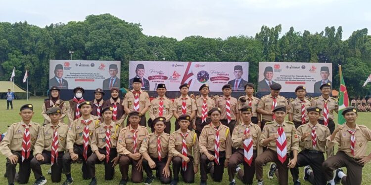 Satuan Komunitas Pramuka Sekawan Persada Nusantara (SAKO SPN) ikuti Upacara Peringatan Hari Pramuka ke-64 di Cibubur. Foto: LINES.