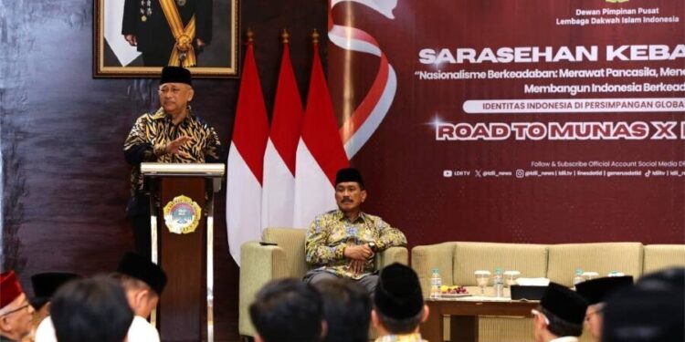 DPP LDII menghelat Sarasehan Kebangsaan “Nasionalisme Berkeadaban: Merawat Pancasila, Meneguhkan Islam Wasathiyah, Membangun Indonesia Berkeadilan” sebagai bagian dari “Road to Munas X LDII”. Foto: LINES.