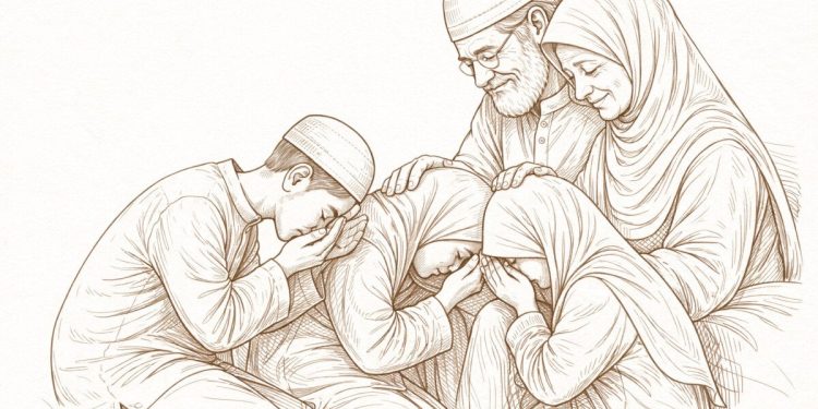 Ilustrasi Anak Menghormati Orang Tua nya.