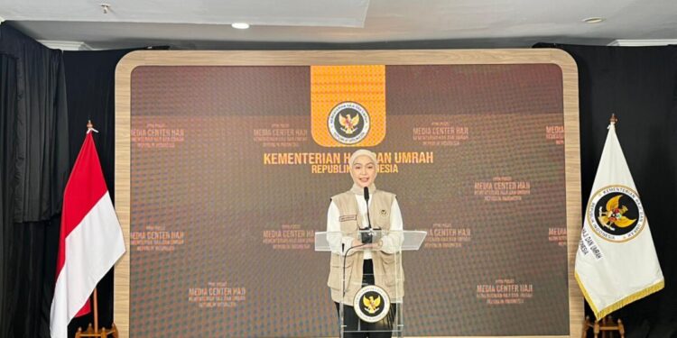 Juru Bicara Kemenhaj, Maria Assegaff mengatakan, hingga Jumat (8/5/2026), total izin masuk atau tasreh ke Raudhah yang telah diterima PPIH Daker Madinah mencapai 32.299 jemaah. Foto: MCH 2026