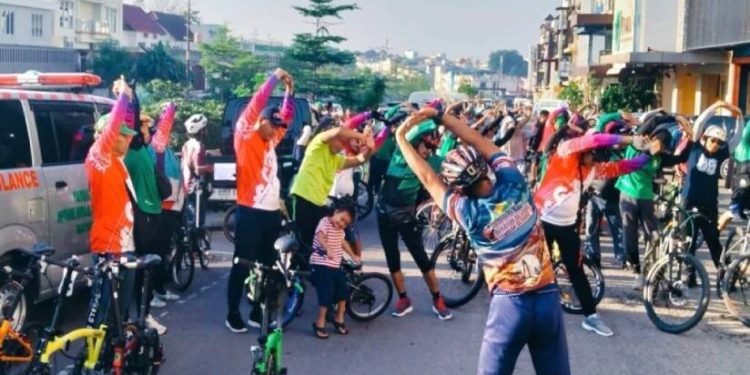 DPW LDII Kepulauan Riau bersama komunitas sepeda Mbahman Gowes Sejagad (MGS) menghelat sepeda Santai. Foto: LINES.