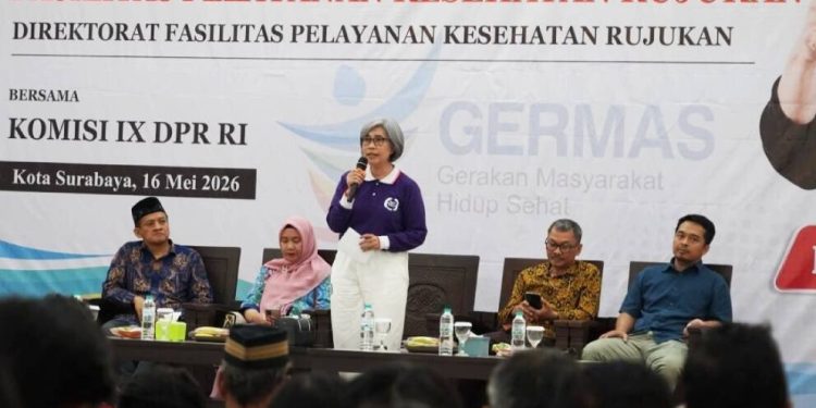 Anggota Komisi IX DPR RI Indah Kurnia kerja sama dengan LDII Surabaya mensosialisasikan GERMAS. Foto: LINES.