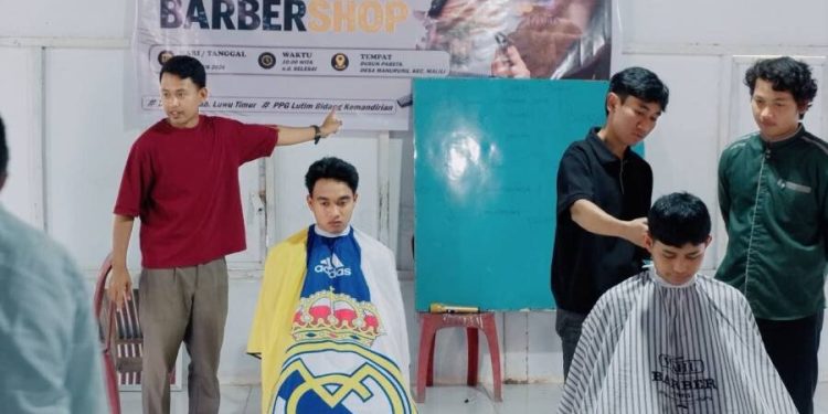 Pelatihan Barbershop LDII Luwu Timur tingkat dasar untuk pemuda. Foto: LINES.
