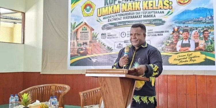 DPD LDII Kabupaten Mimika bekerja sama dengan Pemerintah Kabupaten Mimika melalui Dinas Koperasi dan UMKM menggelar Seminar Ekonomi. Foto: LINES