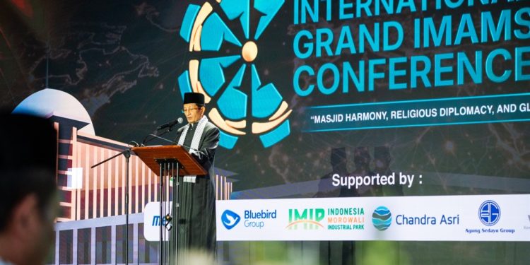 Menteri Agama RI sekaligus Imam Besar Masjid Istiqlal, KH Nasaruddin Umar dalam pembukaan IGIC 2026. Foto: LINES