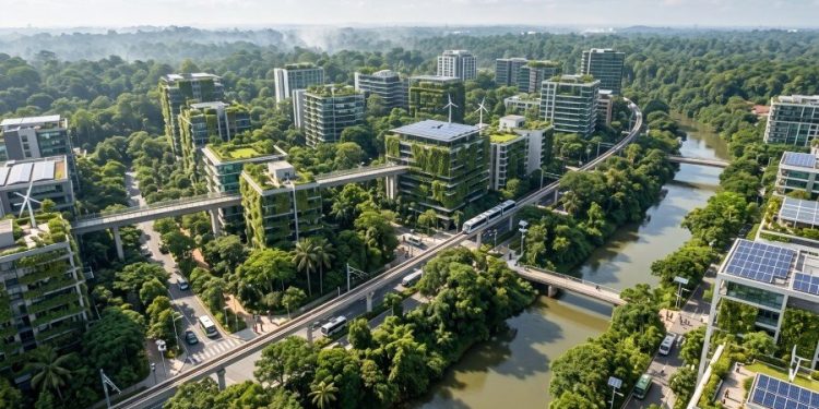 Ilustrasi Forest Smart City: AI Generated, LINES.