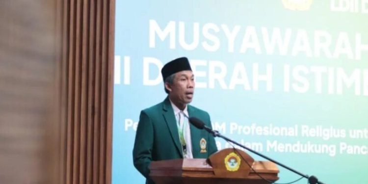 Ketua DPW LDII DIY Atus Syahbudin pada momen Muswil LDII DIY. Foto: LINES.